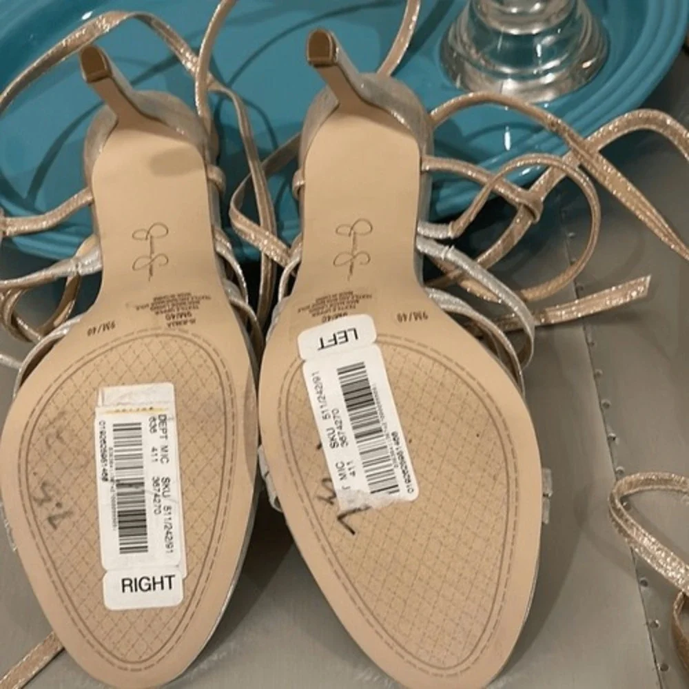 JESSICA SIMPSON SANDAL stiletto gold & silver NEW shoes Womens size 9‎